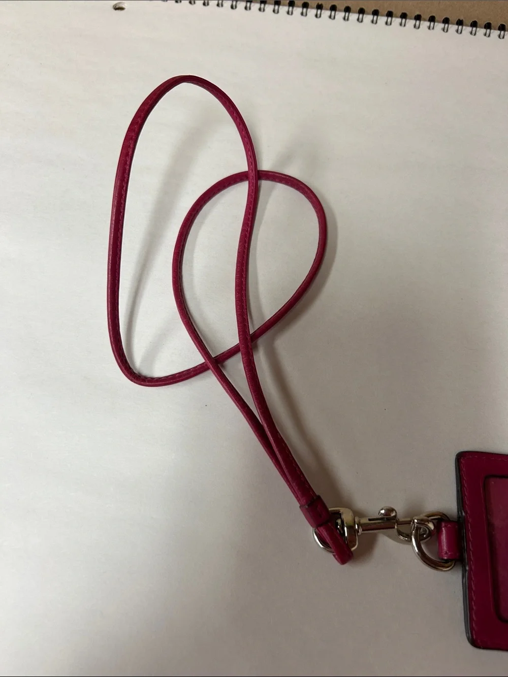 Coach Pink Leather Lanyard Card Holder with Silver Hardware